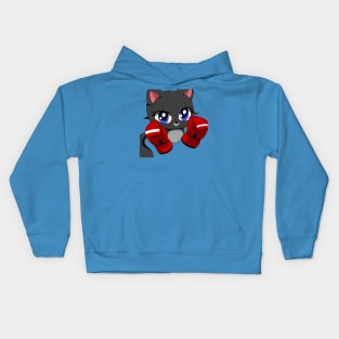 Boxing Black Cat Kids Hoodie